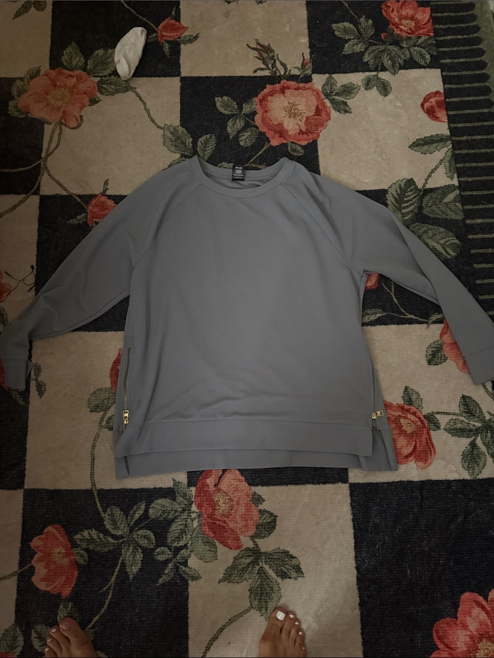 Avia Light Gray Crewneck Sweater with Side Zippers
